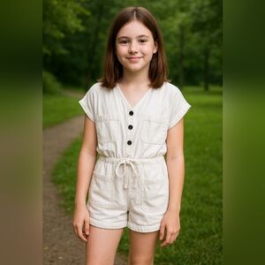 Zara White and Brown Jumpsuit with Relaxed Fit